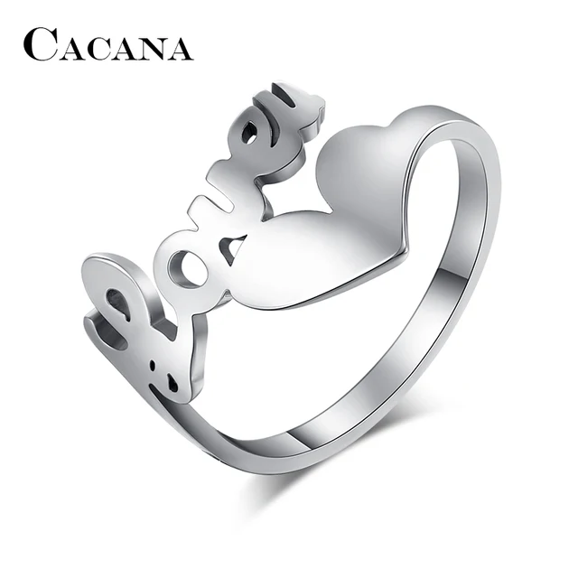 CACANA Titanio Anelli In Acciaio Inox Per Le Donne Hollow Amore Cuore Trendy Ane CACANA Titanio Anelli In Acciaio Inox Per Le Donne Hollow Amore Cuore Trendy Ane