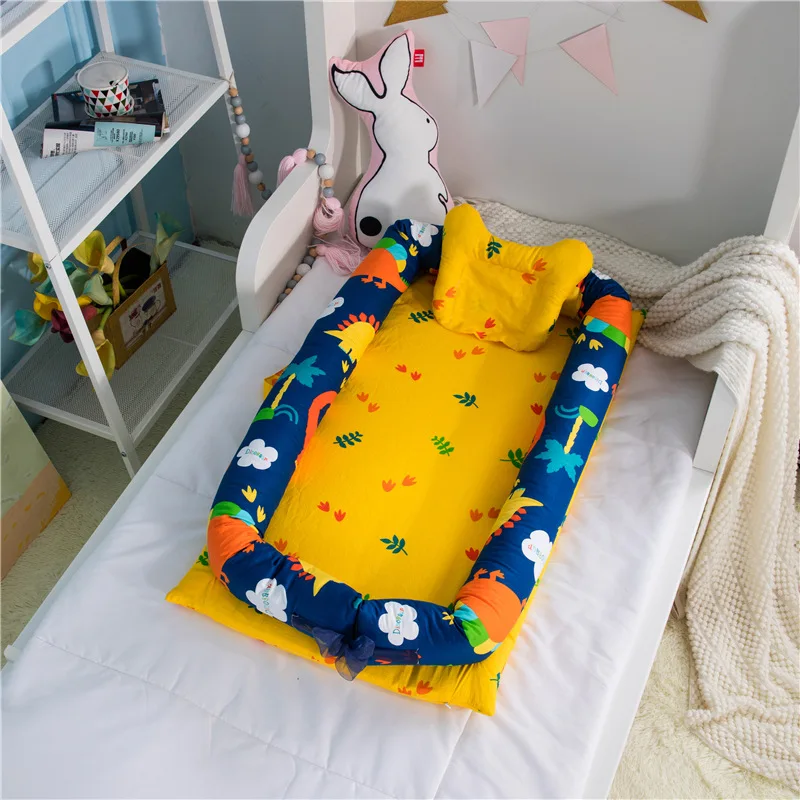 orange and foxes Baby nest bed or toddler size nest positioner grand nest cocoon newborn baby bassinet portable crib co sleeper babynest for newborn and toddler size nest bed crib bumper 