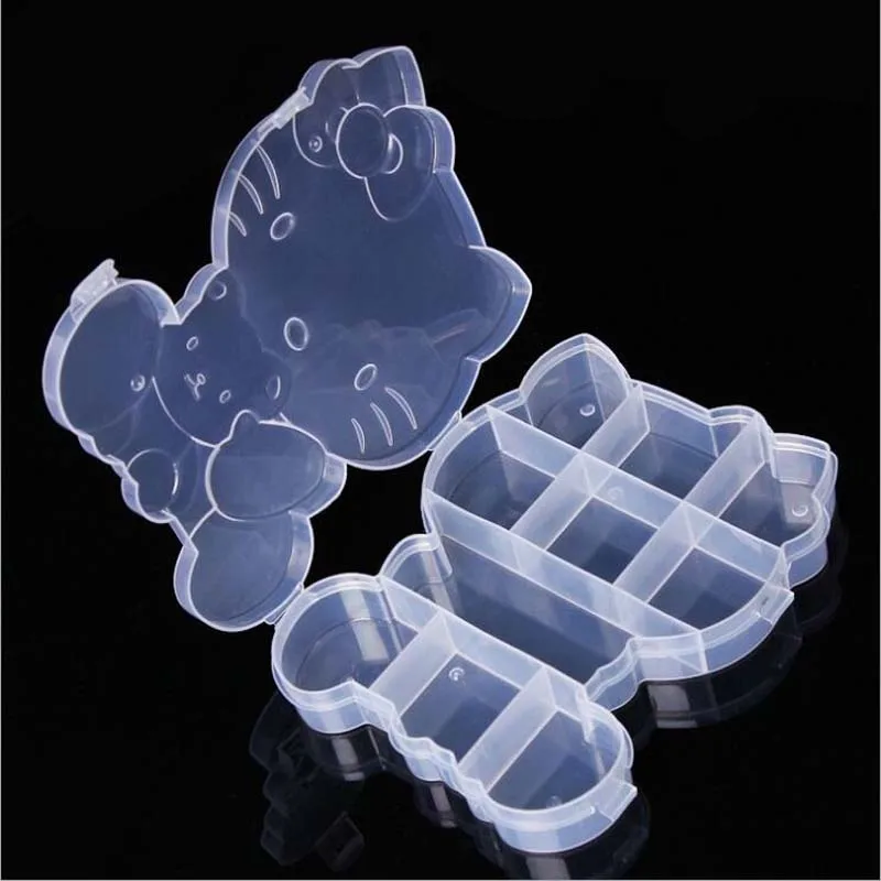Cartoon Hello Kitty Clear Plastic Storage Box Jewelry Organizer Holder Cabinets For Small objects Cartoon Hello Kitty Clear Plastic Storage Box Jewelry Organizer Holder Cabinets For Small objects