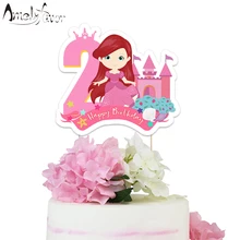 Русалка принцесса торт Топпер тема принцесс бумажный торт Топпер вечерние поставки дети день рождения украшения на заказ