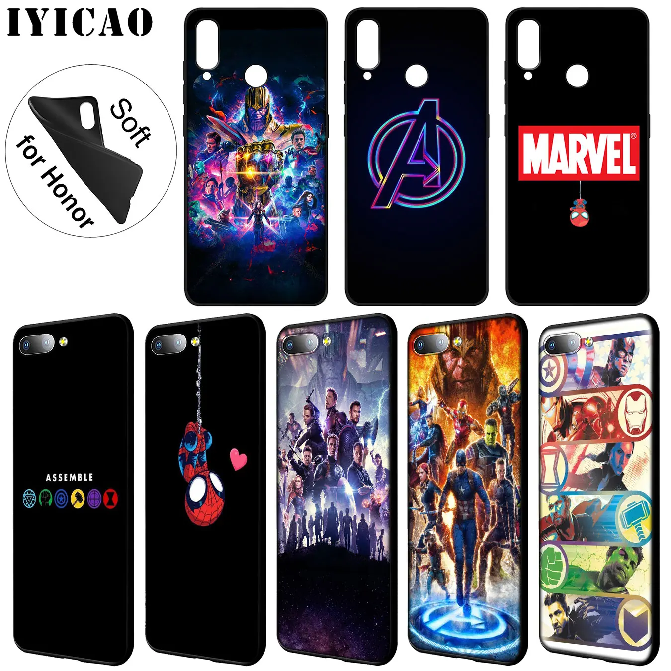 IYICAO Avengers Endgame Marvel Comics Soft Case for Huawei Y9 Y7 Y6 Prime 2019 Cover Honor 20 8C 8X 8 9 9X 10 Lite 7C 7X 7A Pro |