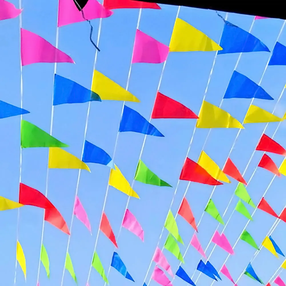 

Silk Triangle Flag Bunting Banner Pennant Festival Party Celebration Decor Multicolor Color Is Very Sharp And Vibrant Beautiful