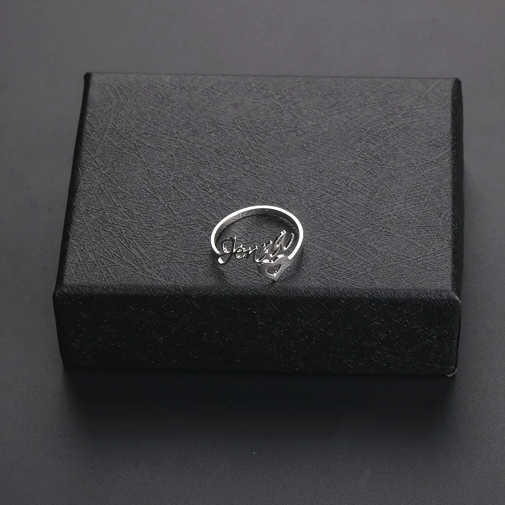 Lateefah Personality Name Ring Adjustable 5 Colors Heart Shape Open Rings Couple Graduation Keepsake Gift Jewelry