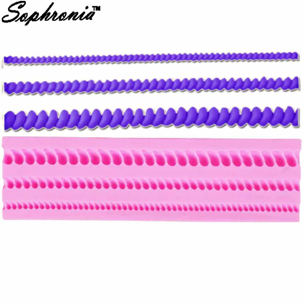 Sophronia Long Rope 3D Cake Border Silicone Mold Fondant Gumpaste Candy Jelly Clay Sugar Chocolate Decorating Tools m890 | Дом и сад