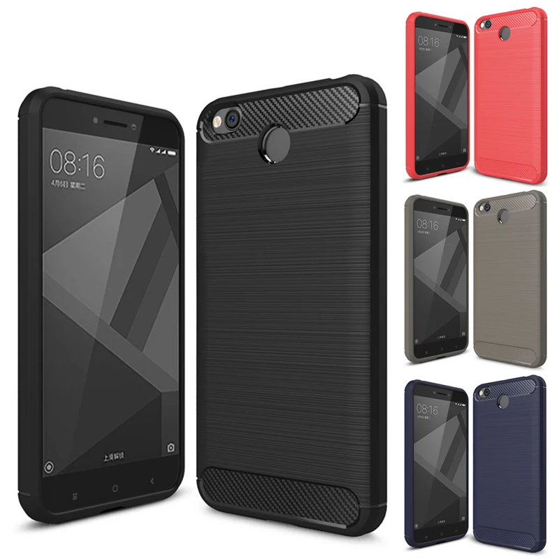For Xiaomi Redmi 4X Case Cover Carbon Fiber Bumper Rugged Shockproof TPU Silicone Protector |