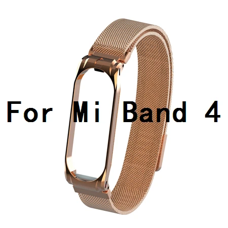 Металлический браслет mi lanese Loop для Xiaomi mi Band 4 Srtap mi Band 4 магнитный браслет из нержавеющей стали mi Band 3 ремешок для mi Band 3 полосы - Цвет: Rose Gold For Mi 4