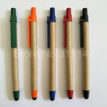 Натуральная бумажная бочка ЭКО шариковая ручка со стилусом, сенсорная ручка из переработанных материалов 1000 шт стилус ручка