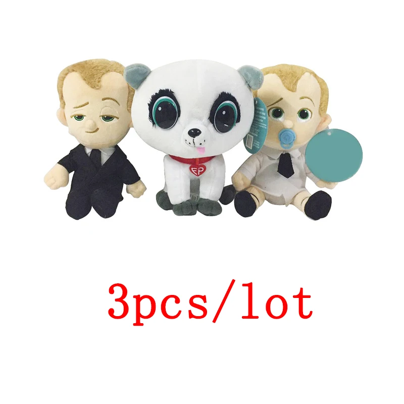 

3pcs/lot Dreamworks Movie The Boss Baby Plush Dolls Soft Stuffed Toys 20-23cm Suit Diaper baby Pet Cartton toys for children