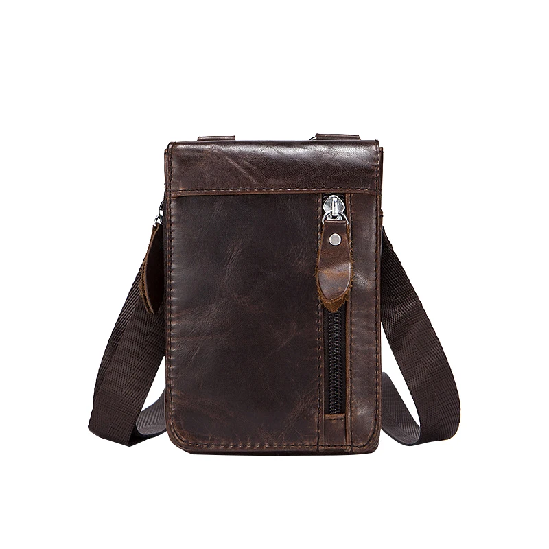 

Genuine Leather Vintage Men's Waist Bags Solid Card Holder Phone Purse Bag Zipper Male Coin Purse Waist Packs Carteira Masculina
