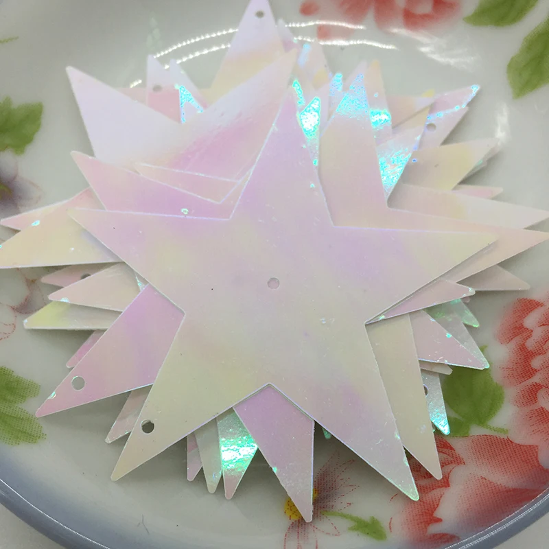 LNHOME 50g/Lot 54mm White Star Sequins Flake Spangle PVC Paillette Loose Flat Christmas Garment Accessories Halloween | Дом и сад