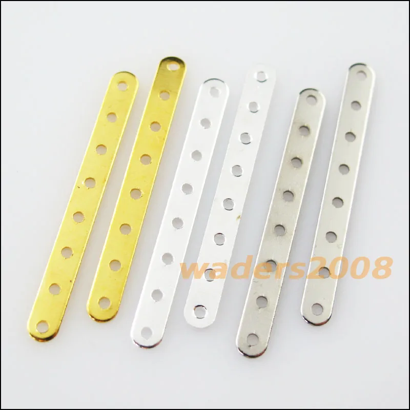 

40Pcs 8-Strand Flat Spacer Bars Connectors Charms 3.5x35mm Gold Dull Silver Plated