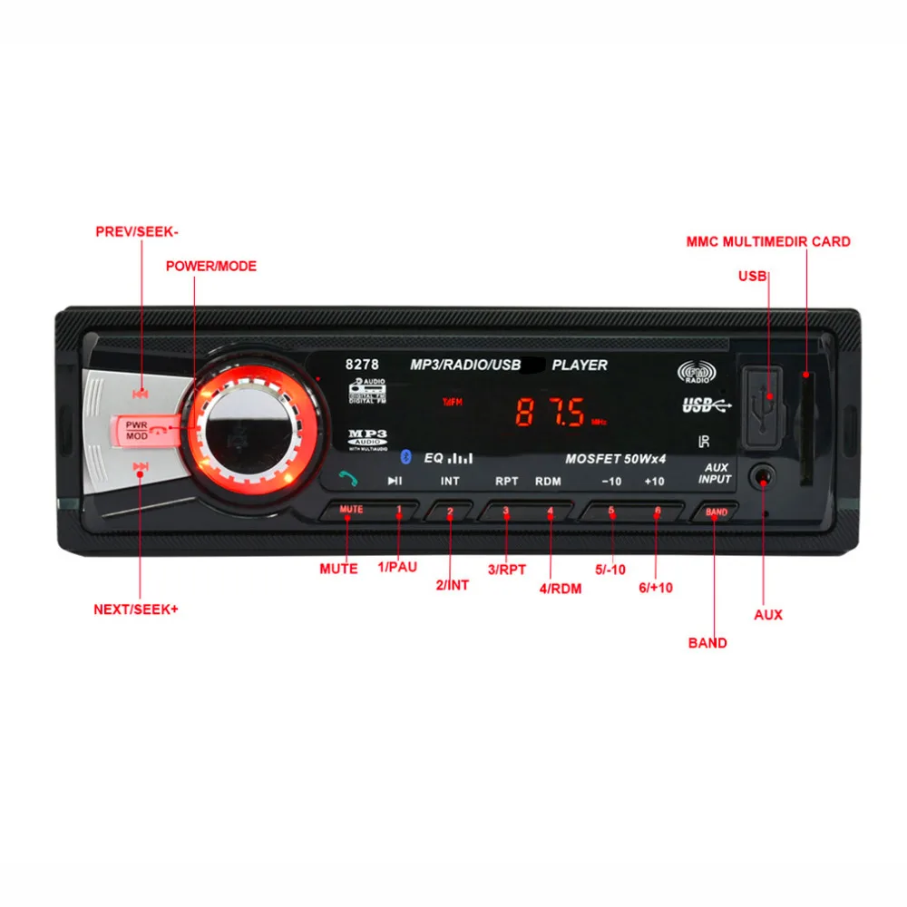 2016 New 8278 Car Radio Stereo Audio MP3 Player Bluetooth DC 12V FM Receiver U Disk Secure Digital Card Remote Control bluetooth-digital-audio-player : image 2016 New 8278 Car Radio Stereo Audio MP3 Player Bluetooth DC 12V FM Receiver U Disk Secure Digital Card Remote Control bluetooth-digital-audio-player