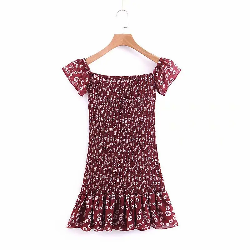 

New arrival XL45-2090 European and American fashion shoulder a word printed dresses