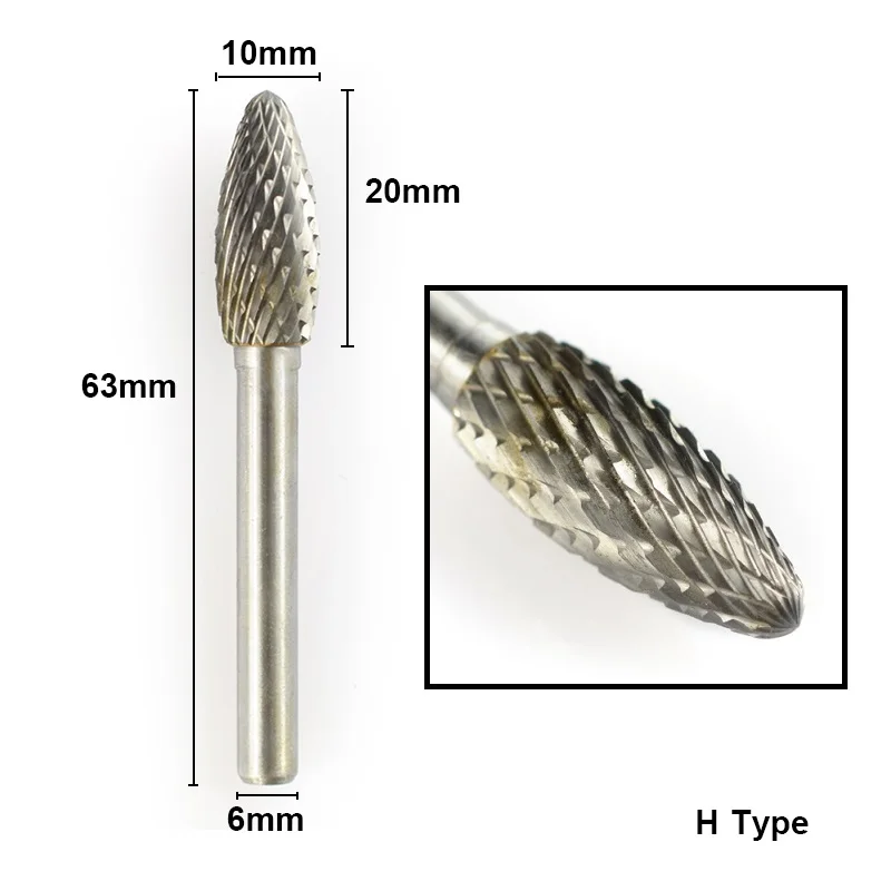XCAN 1 шт. 6 мм сверло из твердого сплава с двойной насечкой роторные заусенцы 10 диаметр роторный файл механические инструменты аксессуары роторные инструменты - Цвет: 1pc H Type