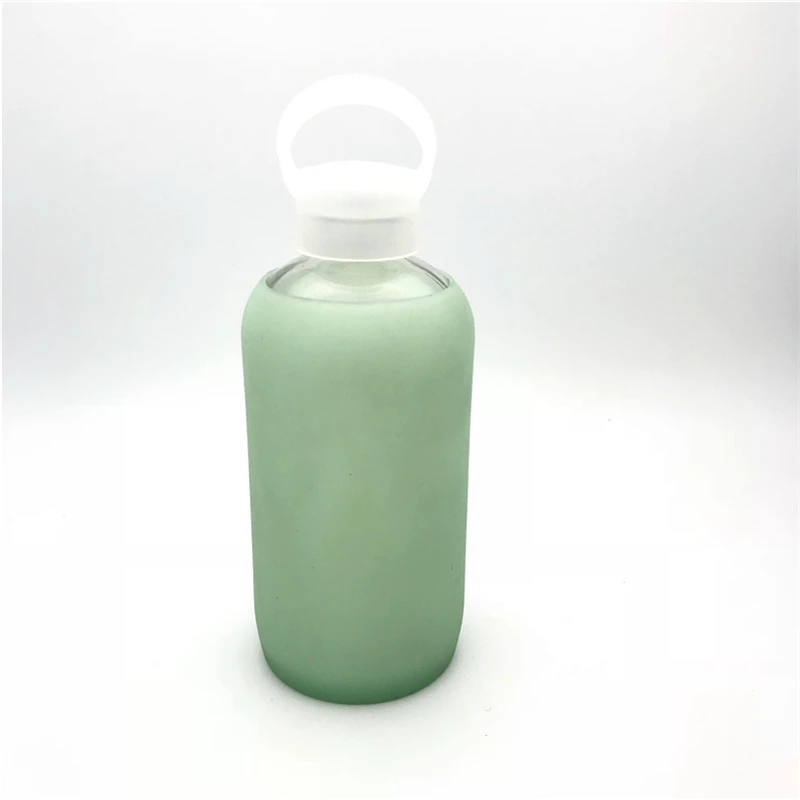 Light Green Arshen Мода красочные 500 мл стеклянная бутылка для воды красивый подарок женские бутылки для воды с защитный силиконовый чехол туристический лагерь - Цвет: Light Green