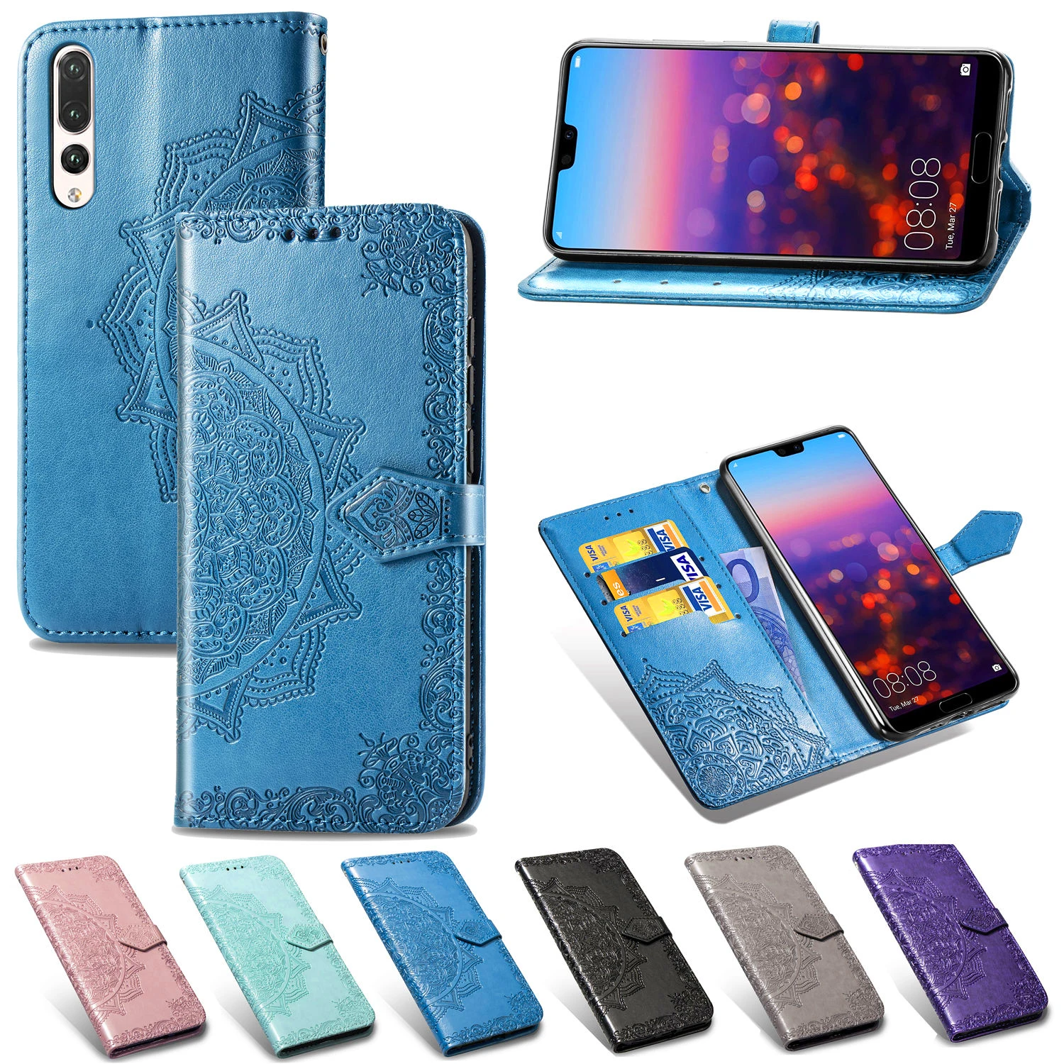 Чехол из тисненой кожи для Huawei P30 P20 P10 Lite P Smart Y5 Y6 Y7 Prime 2018 Y9 2019 Honor 7A 7C Pro 8A 10