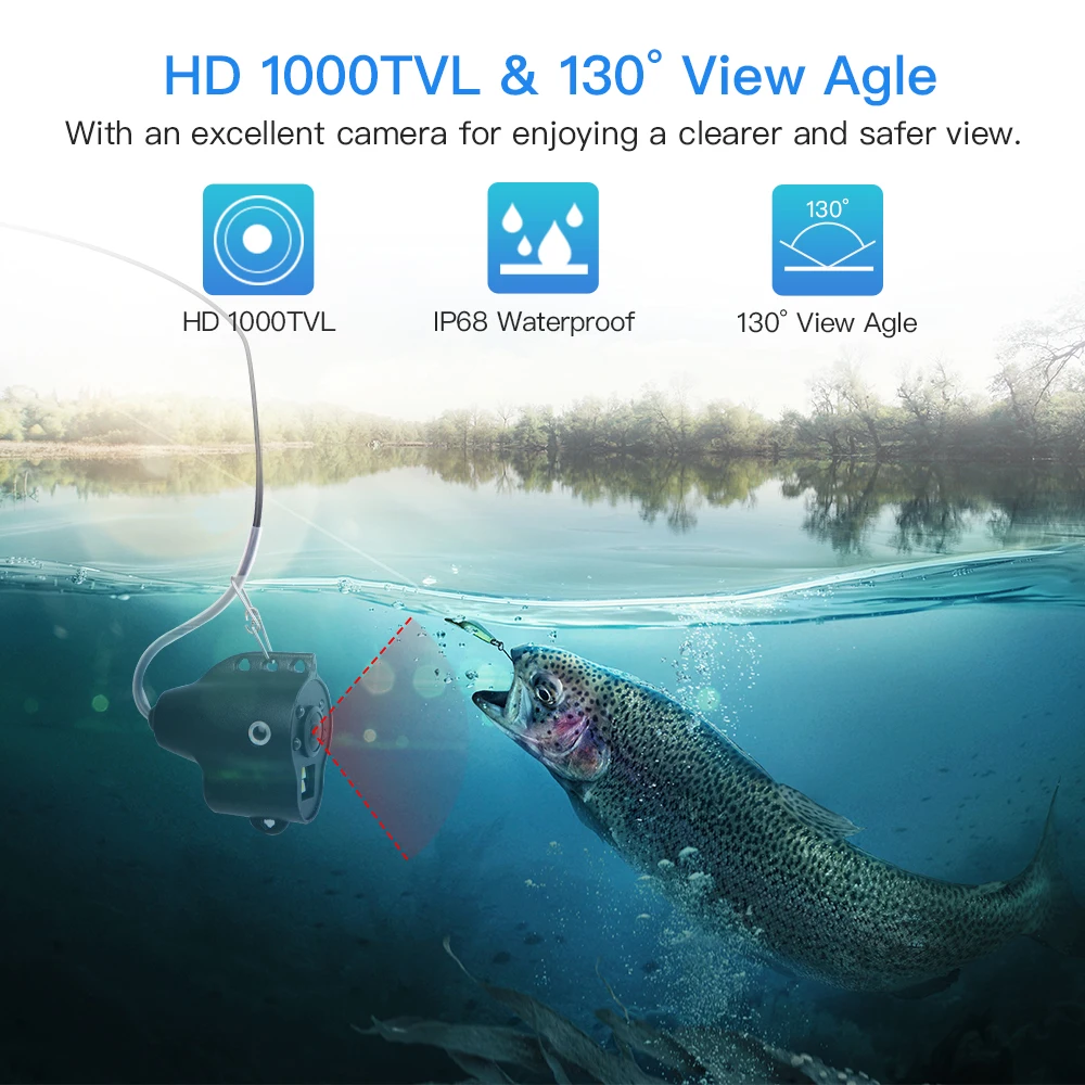  Eyoyo EF15R Underwater Camera for fishing Video Ice Fishing Cam DVR Infrared&White LED Temperature 
