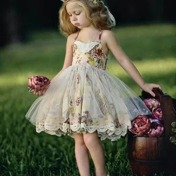 

Vintage Girls Dress Summer Kids Backless Wedding Dresses Children Frock Design Baby Girls Clothes D0709