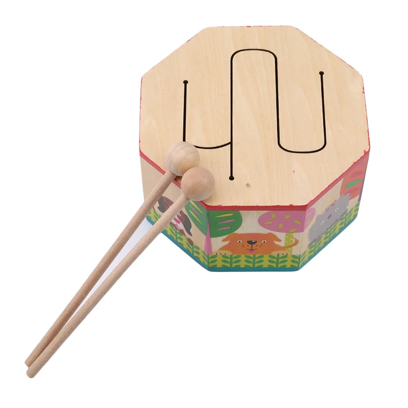 Деревянный обучающий барабанный инструмент игрушка для раннего развития восьмиугольная музыка барабанная для детская перкуссия инструмент развивающие игрушки