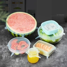 6 Pcs/ Set Universal Food Silicone Cover Reusable Silicone Stretch Lids Caps For Cookware Pot Cover Kitchen Accessories