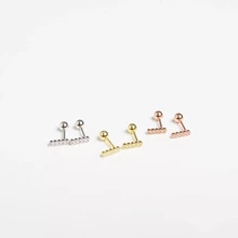 Серьги из стерлингового серебра 925 пробы, простая вертикальная Прямоугольная форма, маленький фианит Сережка-гвоздик в форме шурупа, милые серьги для ногтей