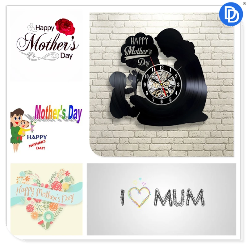 Happy Mother's Day Design Vinyl 3D Wall Clock Maternal Best Love Decor