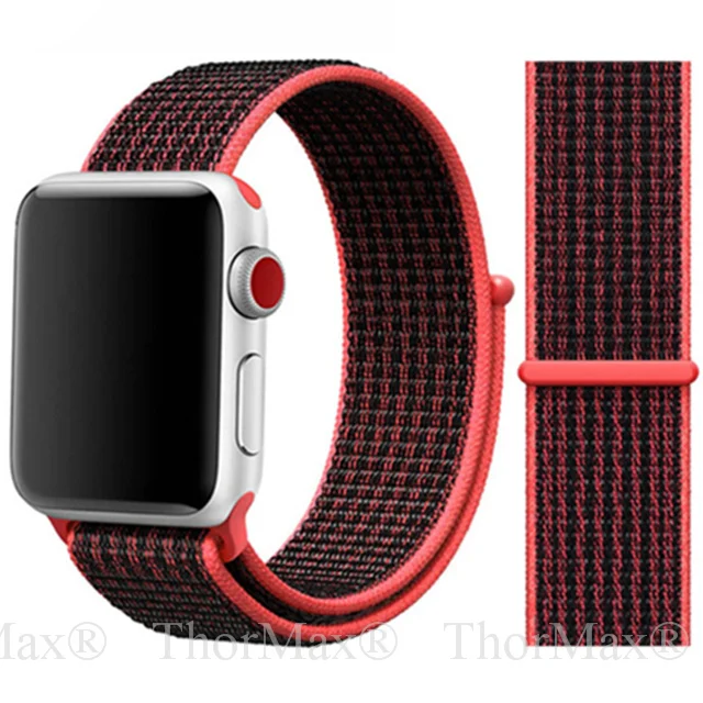 7-Pink Black Для apple watch band 38 мм 42 мм 40 мм 44 мм 43 цвета нейлоновая петля Sporst ремешок нейлоновая тканая группа часов для iwatch 4 3 2 1 браслет - Цвет ремешка: 7-Pink Black