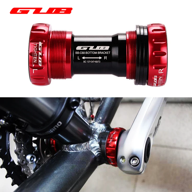 

GUB C-68 Aluminum Alloy Bicycle Ceramic Bottom Brackets Ceramic Bearings 68/73MM Screw/Thread Type BSA Crankset Cycling Bracket