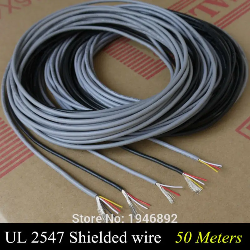 50m UL 2547 28/26/24 AWG Multi-core control cable copper wire shielded audio cable headphone cable signal wire cable