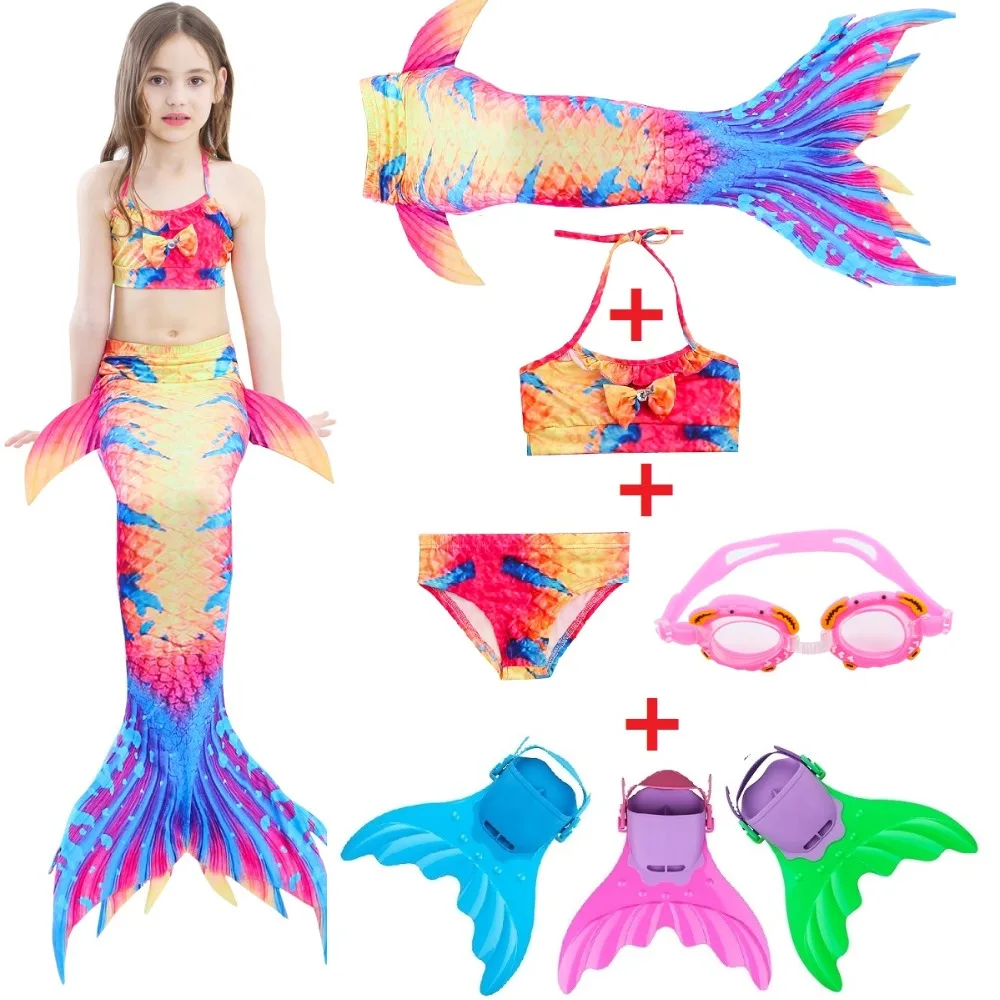 

Kids Mermaid Swimwear Girls Bikini Mermaid Tail with Finned Swimsuit Child's Wear Split Swimsuit Mermaid Tail Clothing Swimwear