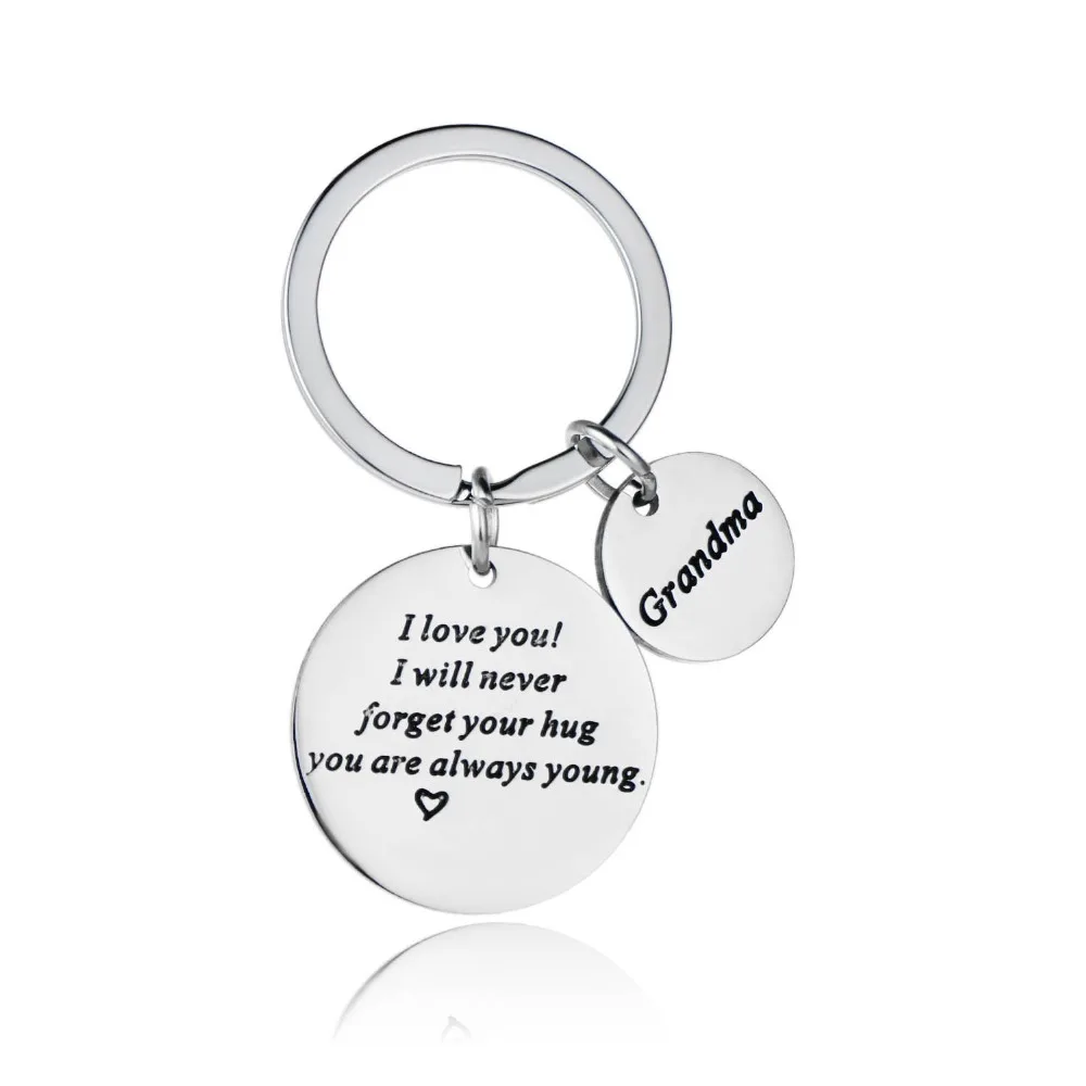 Egurs Mom/Dad/Daughter/Sister/Grandma/Grandpa/Brother/Uncle/Aunt/Son I Love you to the moon and back Key Ring Keyring Keychain Novelty Keyring Gift Silver sister