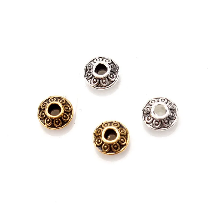 

100pcs/lot Zinc Alloy Spacer Beads For Jewelry Making Accessories Buddha Beads Bracelet Jewelry Findings Components 6.4*3.2mm