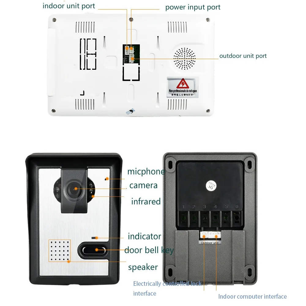 7 inch TFT LCD Touch Video Door Phone Intercom Doorbell Outdoor Infared Security Camera Lock Control Monitor Door Bell Door Ring