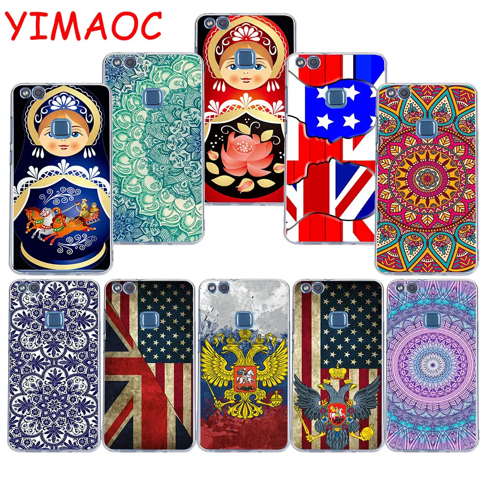 

YIMAOC 282z US Russian Flag dolls Mandala Soft TPU Case for Huawei P20 Pro P10 P9 P8 Lite P Smart Mate 10 lite 20 pro
