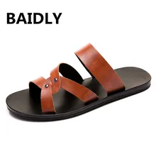 Новинка; мужские босоножки, тапочки человек Повседневное отверстие кожаные туфли мужские больших размеров пляжные сандалии для летнего отдыха шлёпанцы для женщин