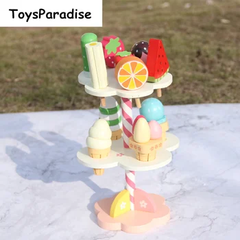 

Simulation Strawberry Ice Cream/Hot Pot/Birthday Cake Wooden Toys For Kids Pretend Play Baby Cosplay Kitchen Toys Education Gift