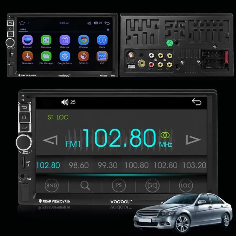 VODOOL 7 дюймов TFT сенсорный экран автомобильный gps трекер 2 Din четырехъядерный Android 7,1 Bluetooth Автомобильный gps навигатор 1080P MP5 плеер+ камера
