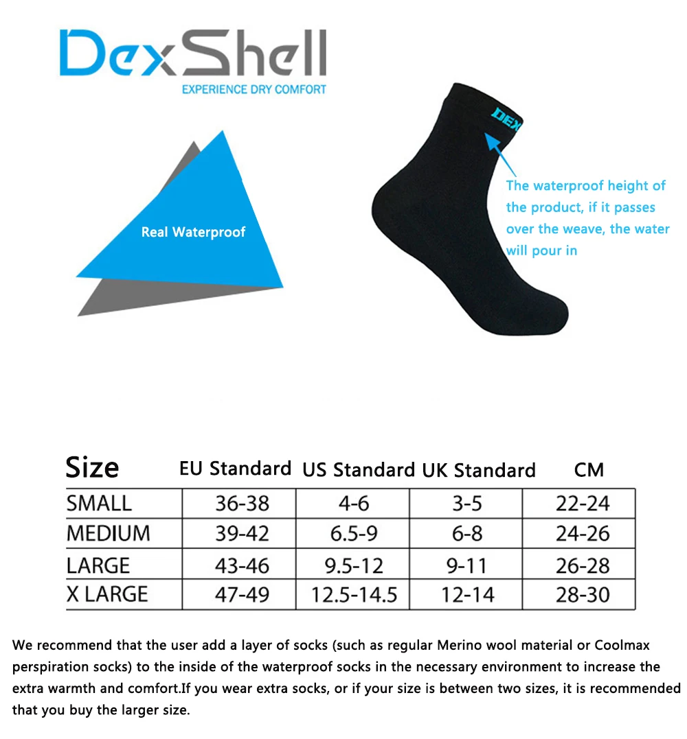 DexShell настоящий водонепроницаемый Ультралайт велосипедные носки Coolmax для мужчин Спорт на открытом воздухе Велоспорт Бег Туризм Кемпинг сухой быстро женские лыжные носки