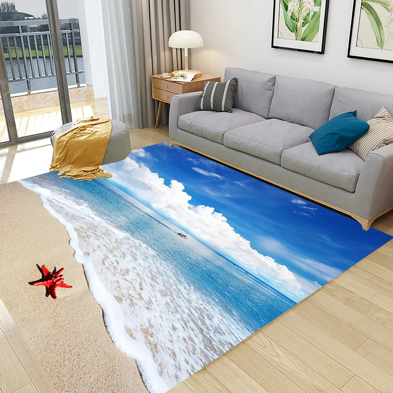 

JiaSheMeiJu Custom 3D Floor Wallpaper Beach Landscape Floor Mural Painting Vinyl Bathroom Self-adhesive Floor Sticker Wallpaper