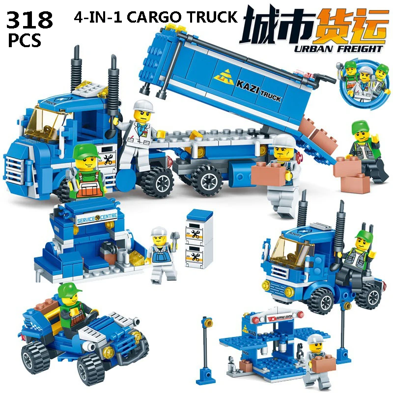 

NEW 318pcs 4 IN 1 URBAN FREIGHT Building Blocks City Truck Blocks Toy Bricks Educational Building Toys Children Boxed