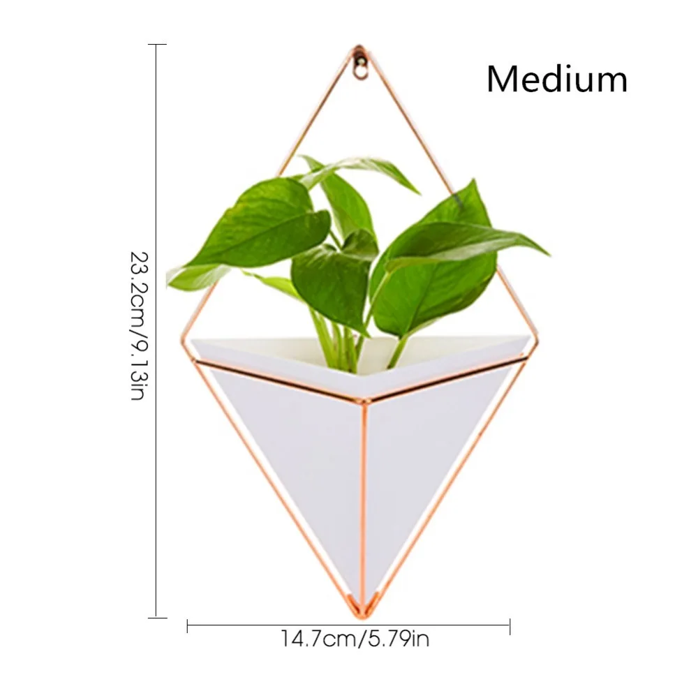 Акриловый цветочный горшок+ железные держатели для растений, набор комнатных подвесных растений, Геометрическая ваза, Настенный декор, контейнер для суккулентов, горшки для растений