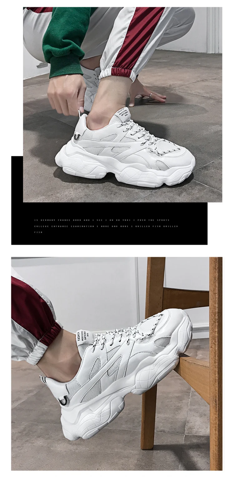 New Men Casual Shoes Chunky Sneakers Height Platform Mens Shoes Male Adult Lace Up Zapatos De Hombre chaussure homme K5-43