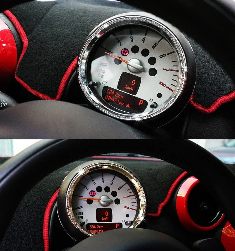 

Alloy Car Tachometer Decorative Ring Cover with Crystals Tachometer Moulding Sticker Trim for Mini Cooper R55 R56 R60 Countryman