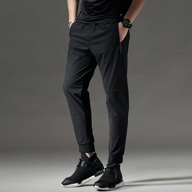 men sport pants Тонкие штаны для бега, для мужчин, для фитнеса, спорта, спортзала, Эластичный шнурок, тренировочные штаны, для пробежек, упражнений, Тонкие штаны для футбола - Цвет: men sport pants