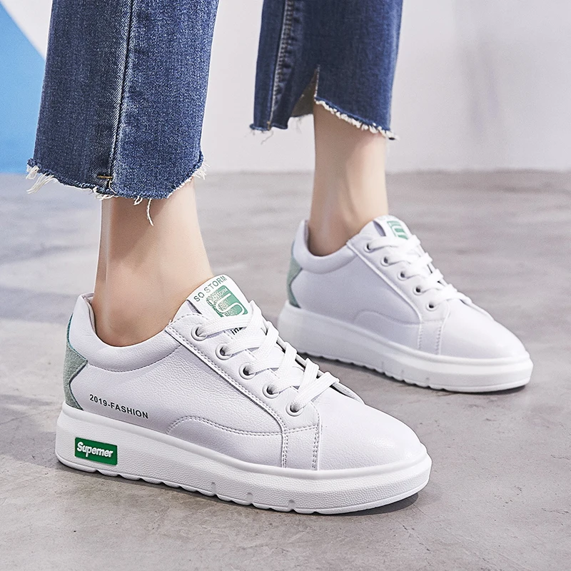 

Little White Shoes Girls 2018 Spring New Korean Version of Street Cladding Shoes Leisure Thick Bottom Breathable White Shoes 5