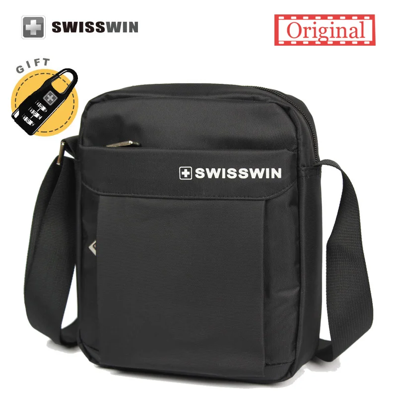 

Swisswin Casual Men's Daily Shoulder Bag Small Messenger Bag for Ipad, purse and phones Brown Black Crossbody Bag Women