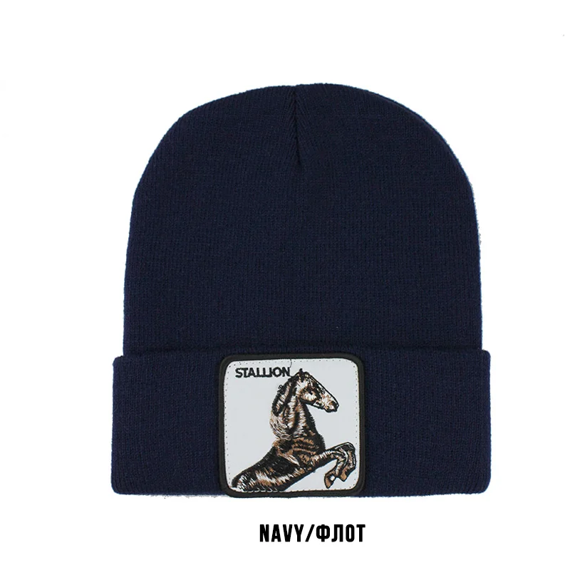 [FLB] Новая Вязаная шапочка животное женское теплое зимнее вязание шляпа для мужчин кепки в стиле хип-хоп Лыжная Шапочка капот унисекс gorro F381 - Цвет: F381 Navy
