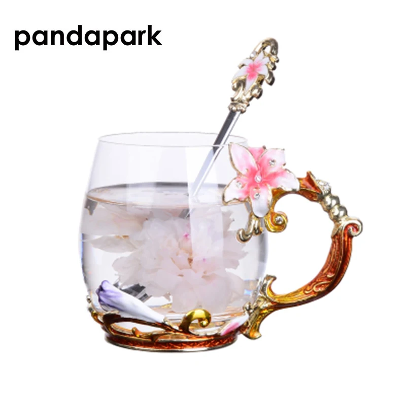 Pandapark креативный роскошный эмалированный стеклянный цветочный чайный набор