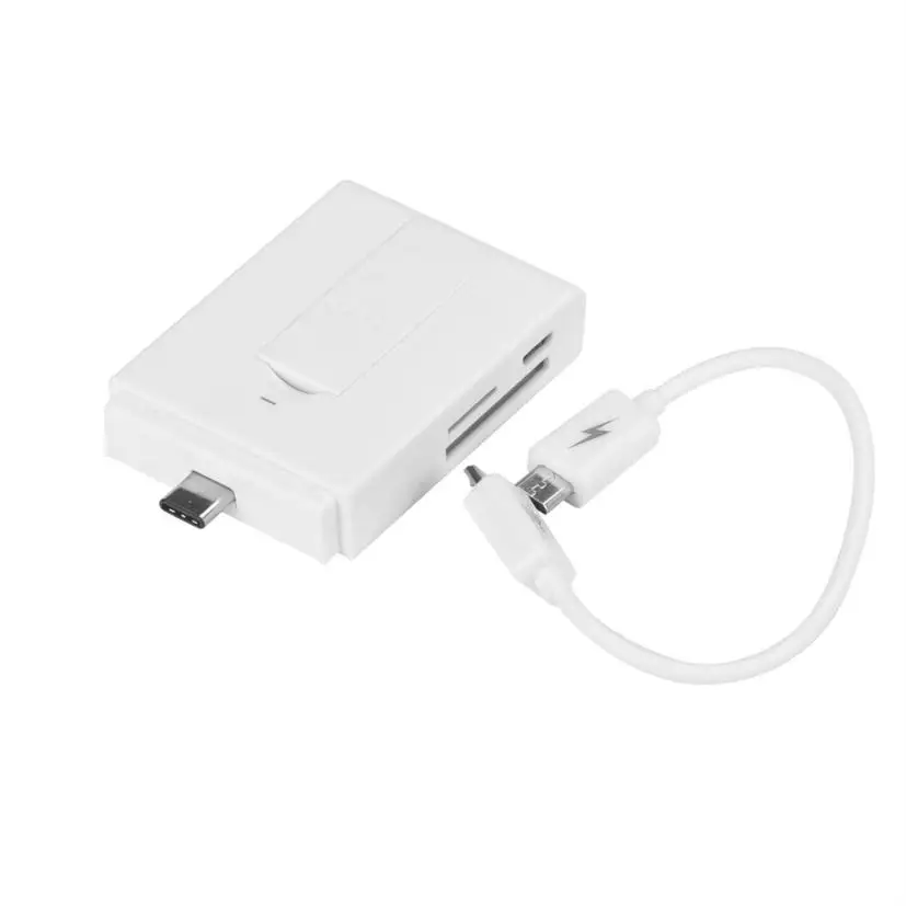 

Portable All in One USB Type C to USB 2.0 HUB Adapter SD TF Card Reader Stand Holder Micro USB OTG Combo White Sep29