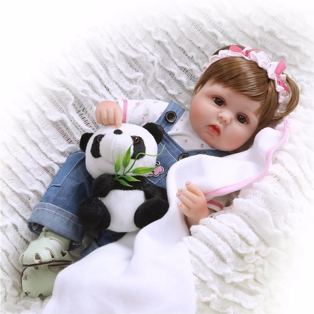 NPK Милые силиконовые куклы Reborn Baby Menina Alive 17 ''кукла для новорожденных с большими глазами Bebe подарок для маленьких девочек